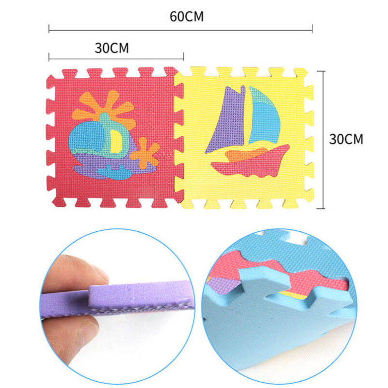 Dimensions d'un tapis puzzle en mousse pour bébé