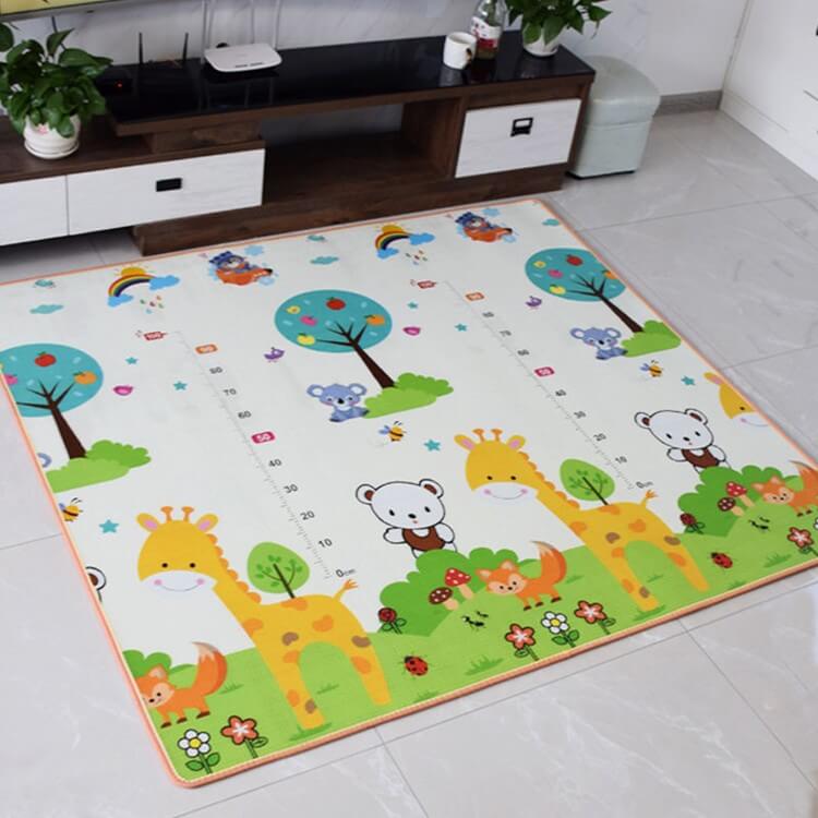Tapis D'éveil Bébé Pliable 180x150 Cm - Mousse Souple, Côtés Rabattables - 2 Motifs (routier/étoiles)