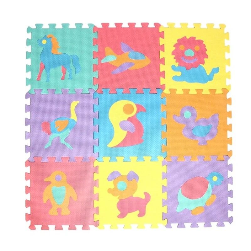 Tapis puzzle en mousse pour bébé en forme d'animaux