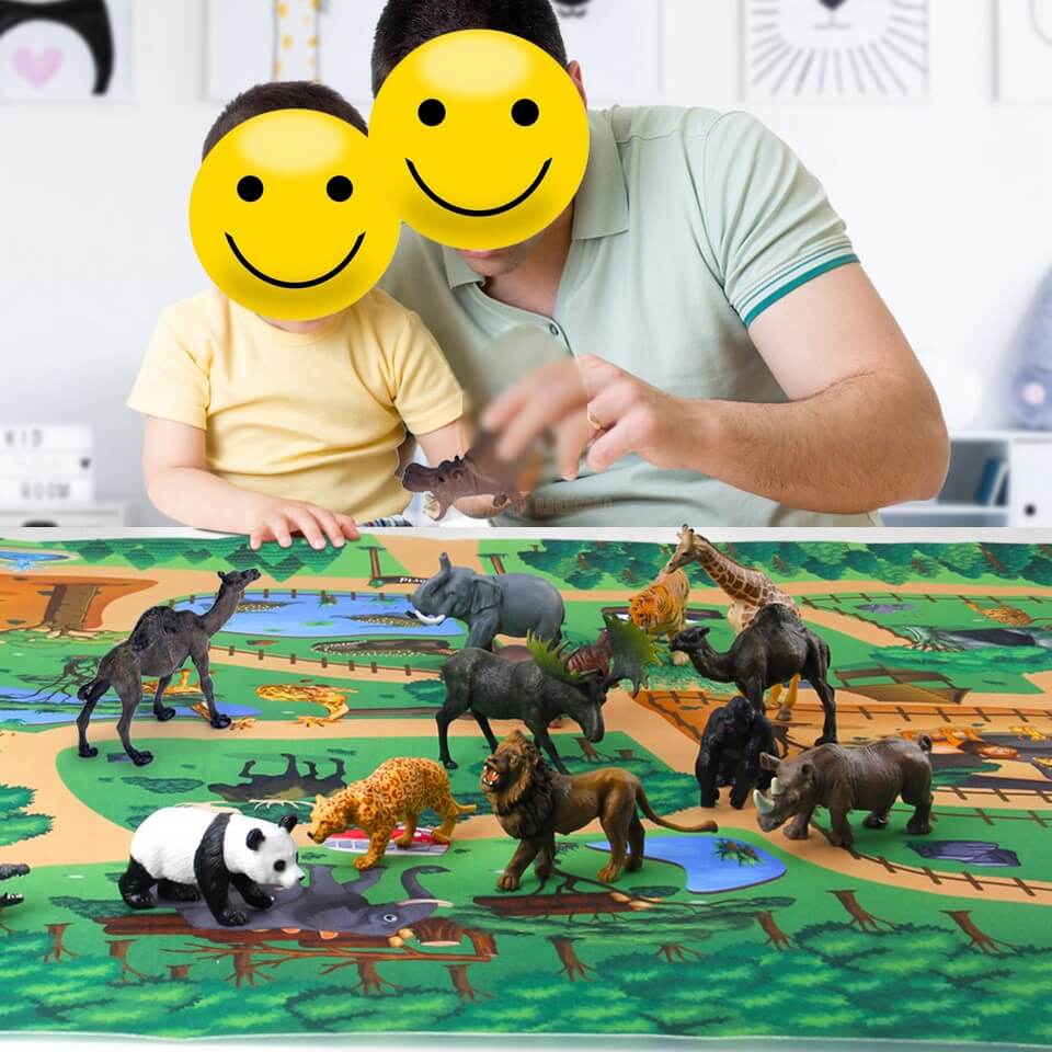 Tapis de jeu dinosaure avec figurines pour enfants