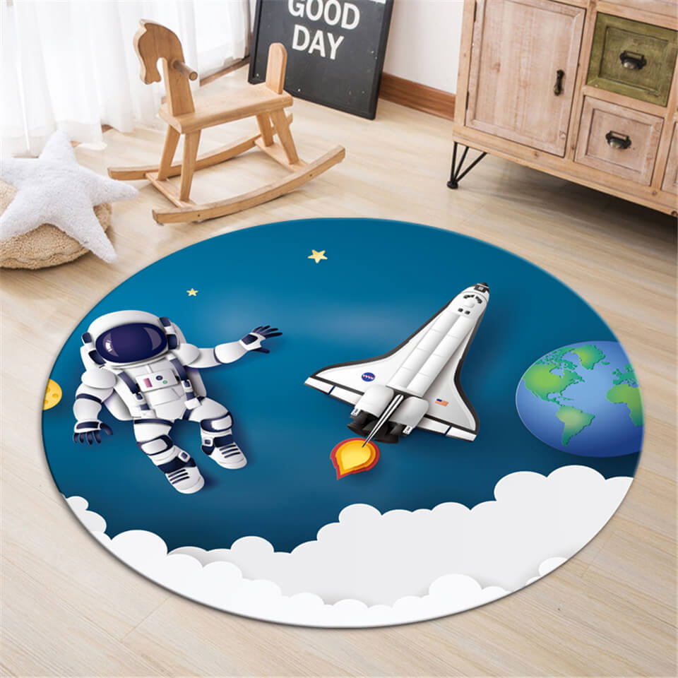 Tapis Rond Décoratif Motif Football - 59x59 Cm, Antidérapant, Pour Chambre Ou Salon