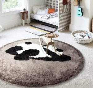 Tapis de sol panda gris pour chambre d'enfant