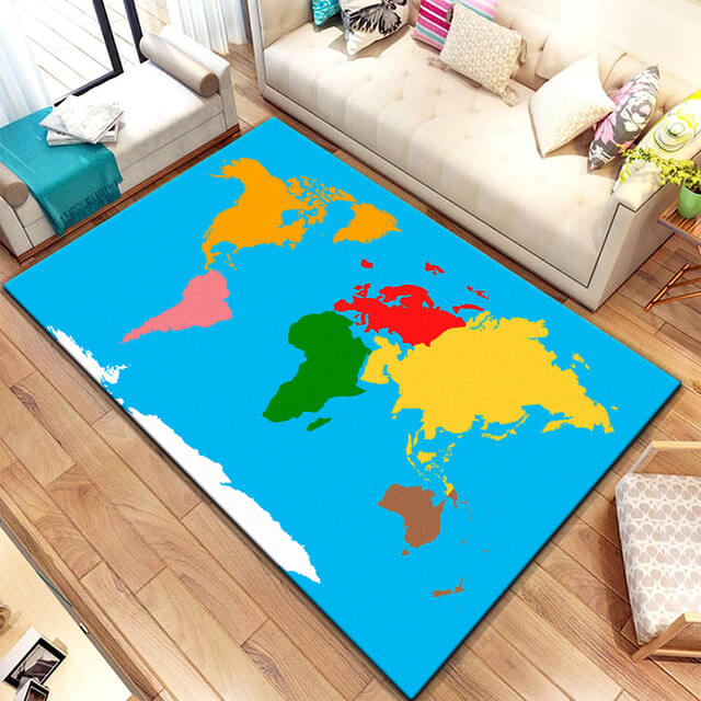 tapis carte du monde coloré