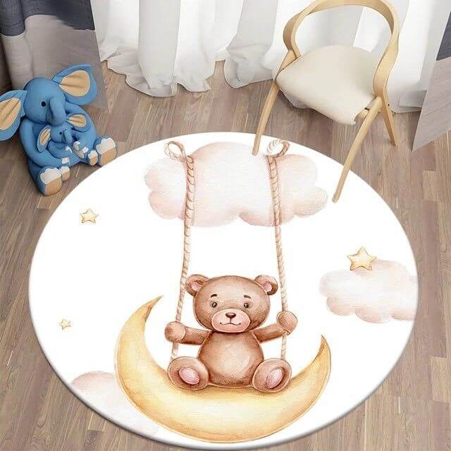 Tapis de déco chambre de bébé avec motif d'ours sur balançoire