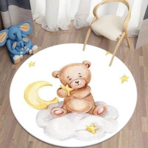 Tapis de déco chambre de bébé avec motif d'ours sur un nuage