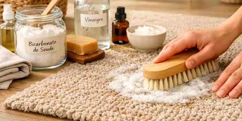 Nettoyer un tapis avec des produits naturels
