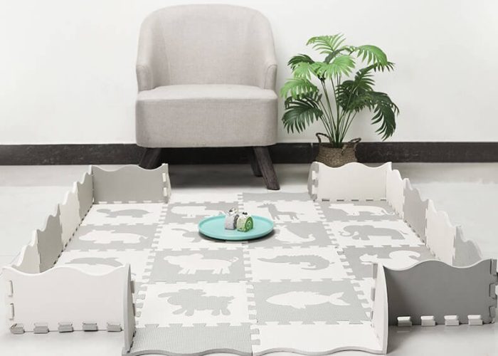 Tapis de sol puzzle pour bébé en forme de clôture