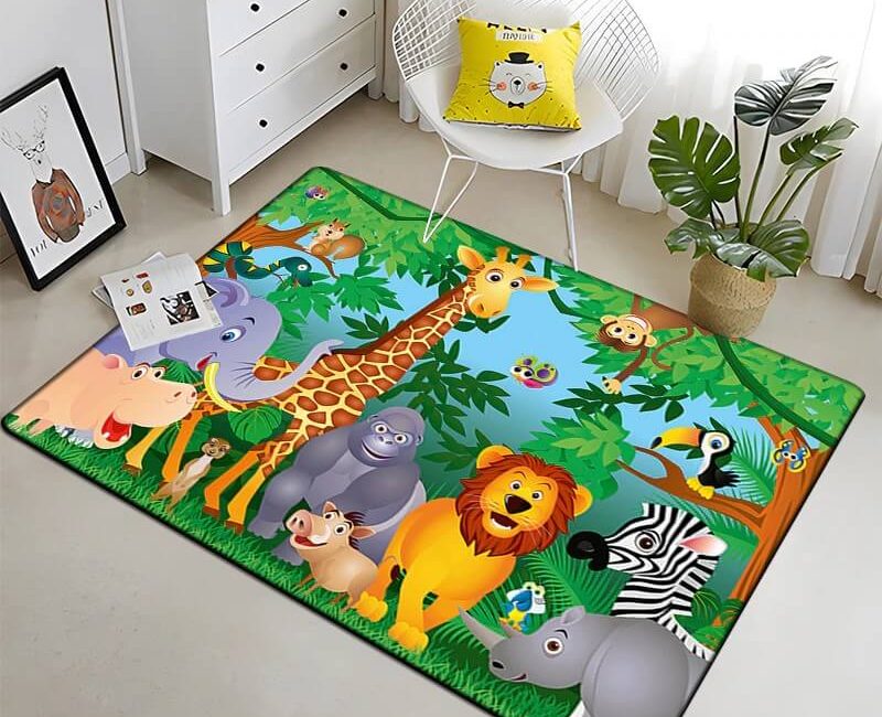 Tapis enfant avec motifs de jungle