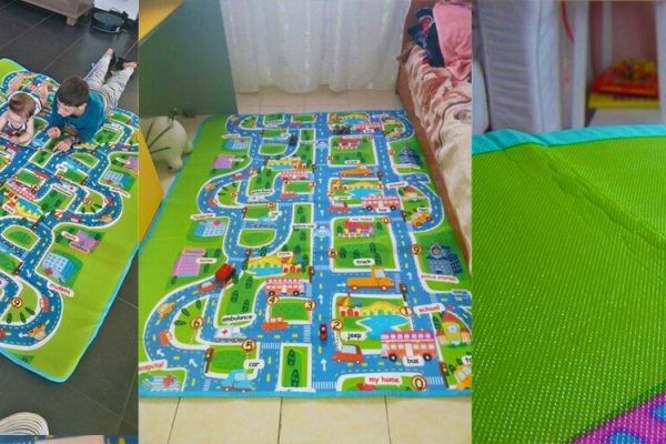 Utilisation d'un tapis avec route en mousse pour enfants